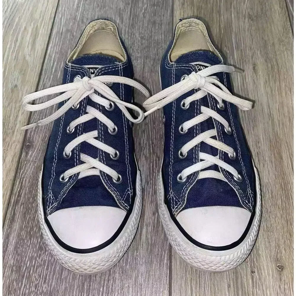 Converse All Star Blue Canvas Lace Up Low Top Sneaker Shoes Youth US Size 2.5